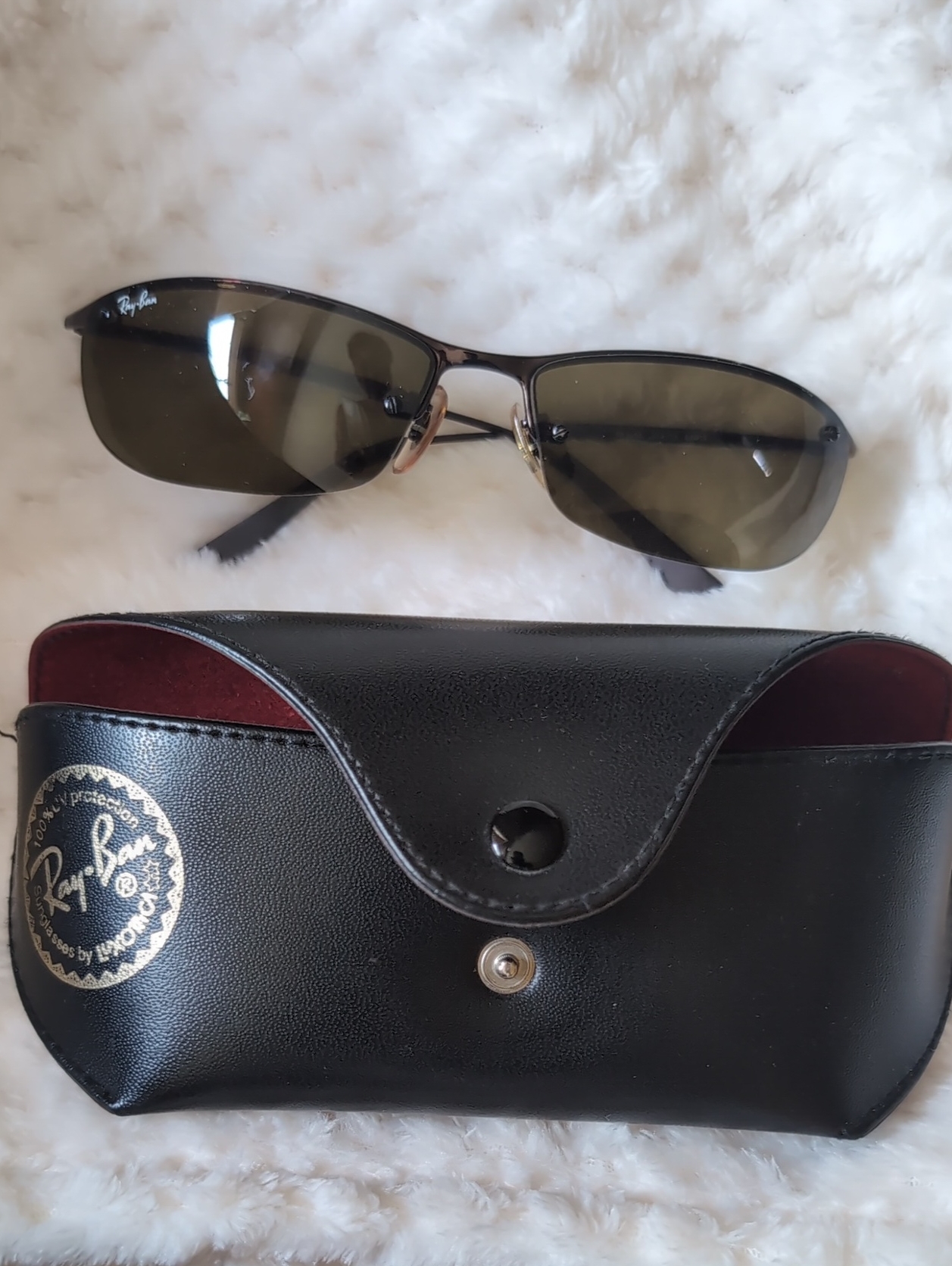 Ray-Ban Men/Women Black Frame Olive/Brown Lens Sunglasses With Black Case